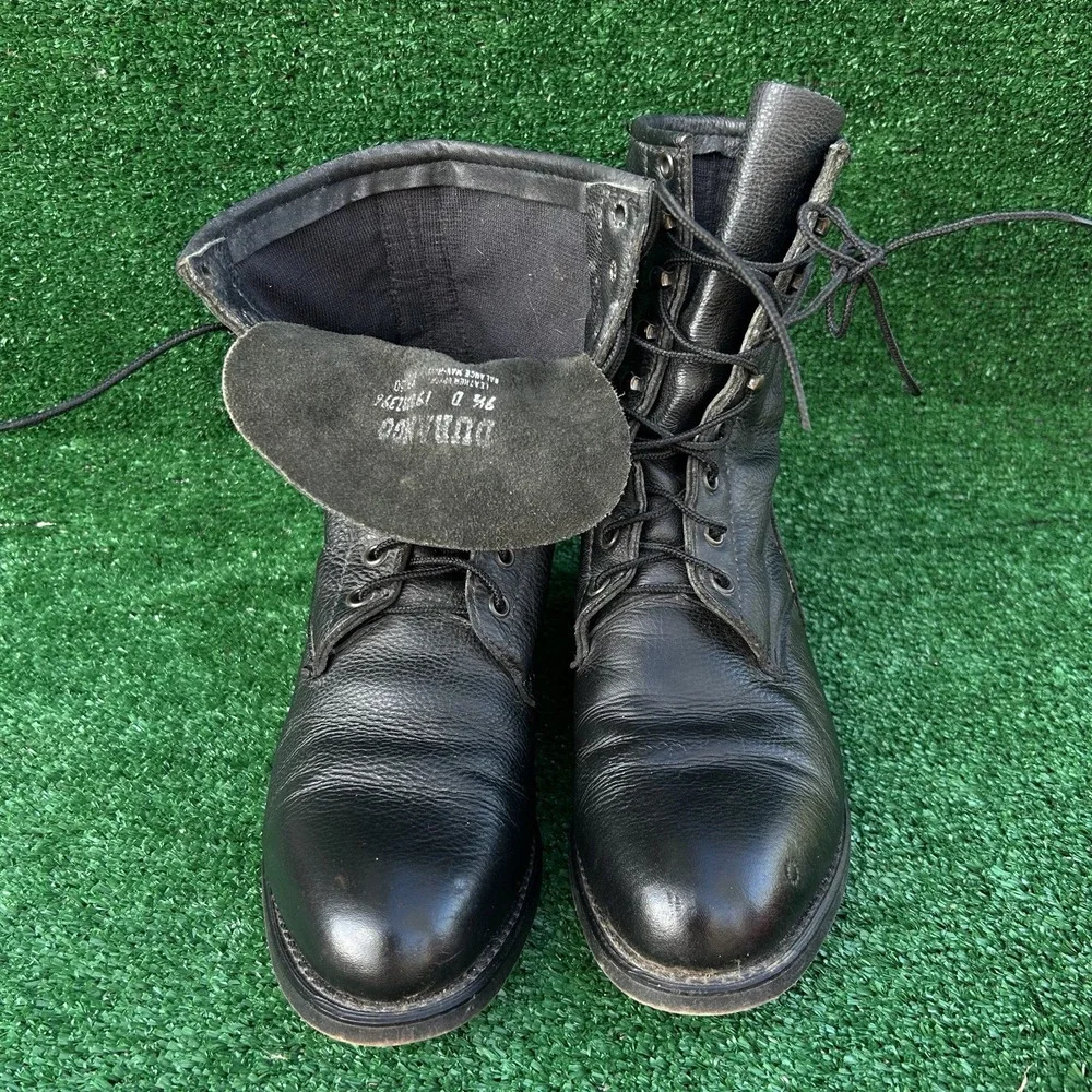 Vintage Durango Leather Lace Up Combat Work Boots DB250 Black Mens 9.5D USA Made